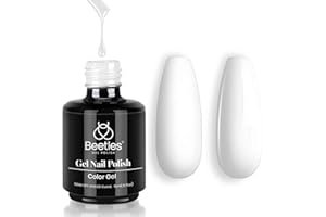 Beetles Gel Nail Polish, 1 Pcs 15ml White Color Soak Off Gel Polish Nail Art Manicure Salon DIY Gel Nail Design Decoration at Home Nail Lamp Needed Nails Manicure Kit Gift