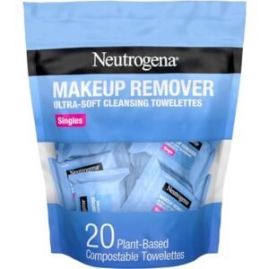 Neutrogena Makeup Remover Wipes, Individually Wrapped Daily Face Wipes for Waterproof Makeup, Travel & On-the-Go Singles, 20 Count