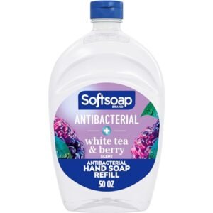 Softsoap Antibacterial Liquid Hand Soap Refill, White Tea & Berry Scented Hand Soap, 50 Ounce(Packaging May Vary)