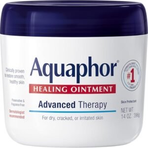 Aquaphor Healing Ointment Advanced Therapy Skin Protectant, Body Moisturizer for Dry Skin, Minor Cuts and Burns, Dry Cuticles, Cracked Heels, Hands and Lips, 14 Oz Jar