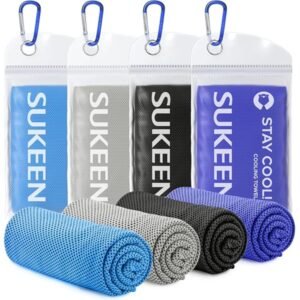 Sukeen [4 Pack] Cooling Towel (40″x12″),Ice Towel,Soft Breathable Chilly Towel,Microfiber Towel for Yoga,Sport,Running,Gym,Workout,Camping,Fitness,Workout & More Activities